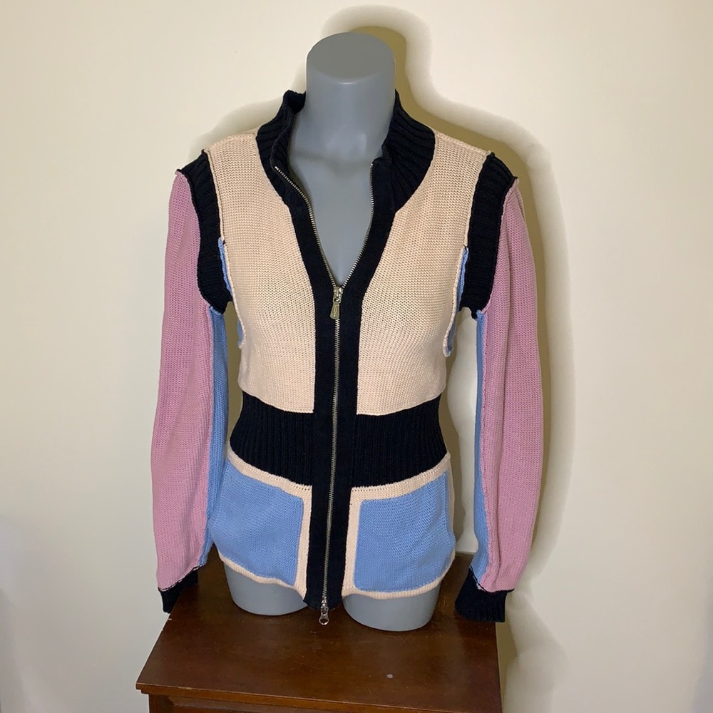 Anthropologie One Girl Who Zip Multi-color Sweater